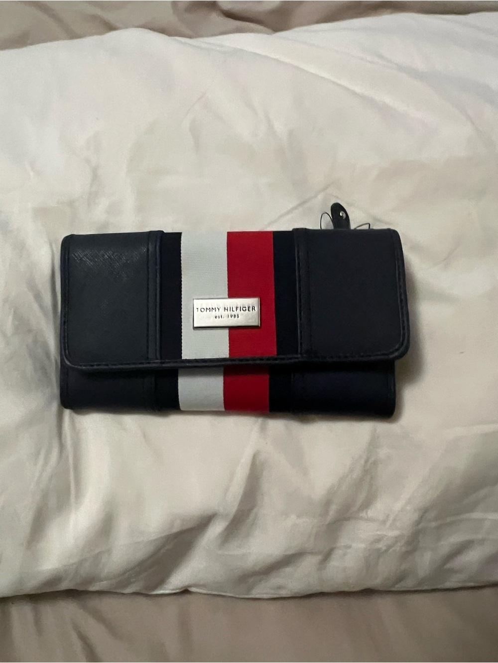 Tommy Hilfiger Navy Wallet with Red & White Center Stripe